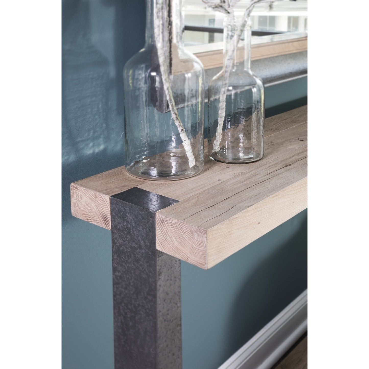004 SI-1770636 | Lifestyle | Verite Console by Artistica Home in natural, antiqued gun metal. Made from unique in a modern style.