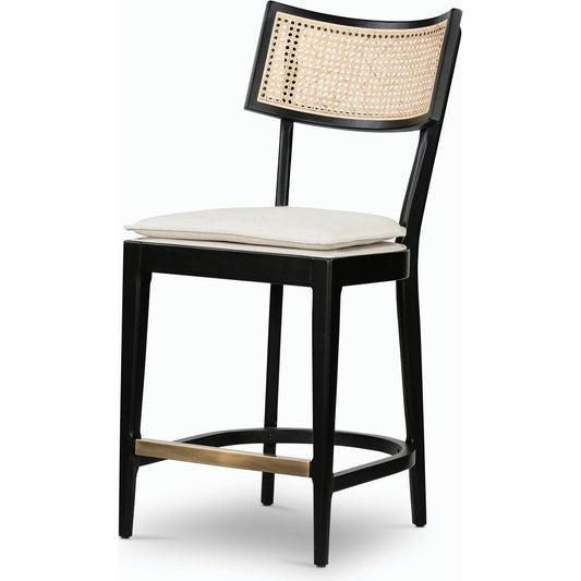 Britt Counter Stool by Four Hands. Made from 92% polyester, 8% flax, linen, solid nettlewood, iron in a transitional style.