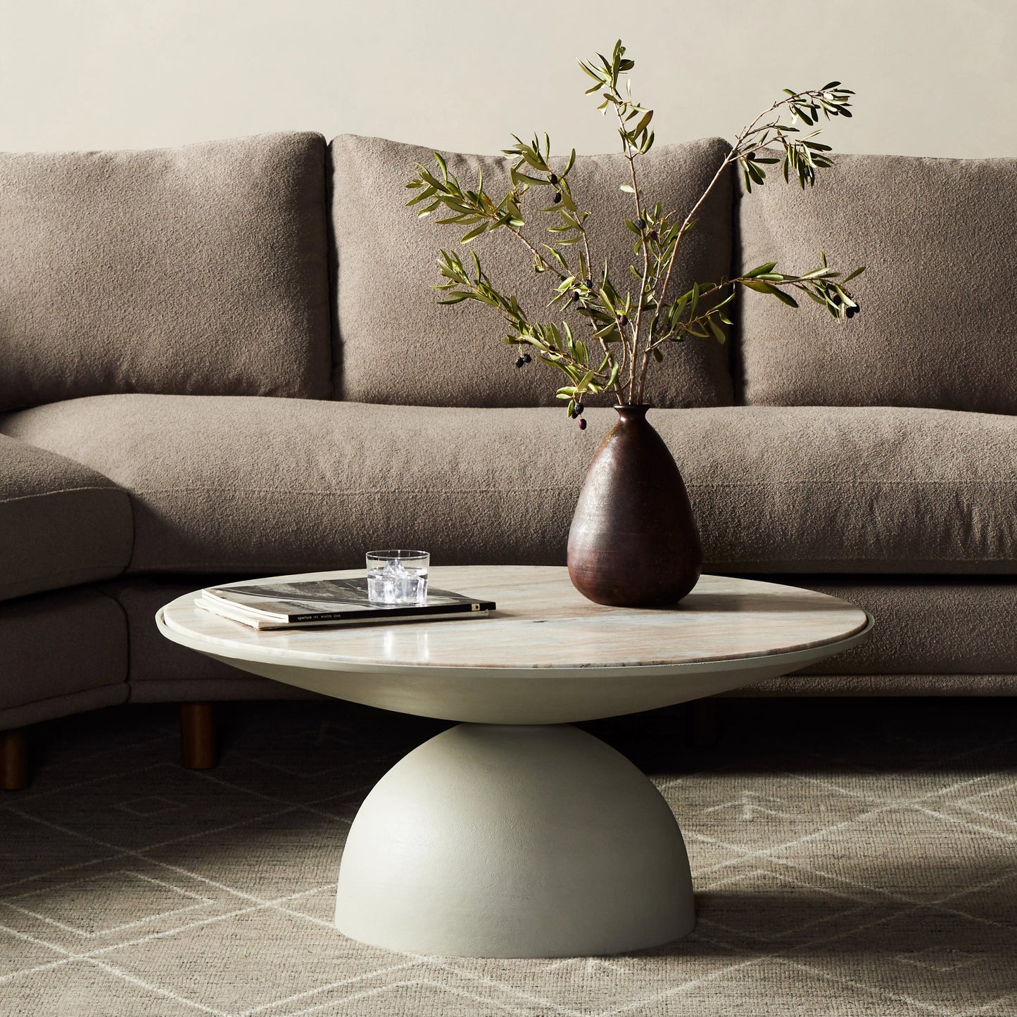 030 SI-1980323 | Lifestyle | Corbett Coffee Table by Four Hands. Made from solid marble, aluminum, engineered hardwood in a eclectic & global style.