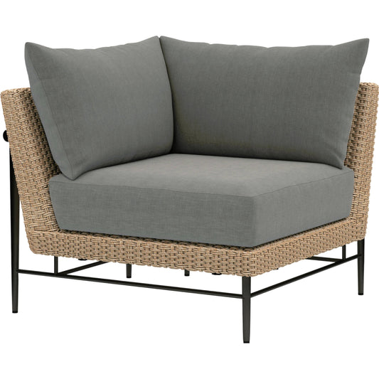 Build Your Own: Cavan Outdoor Sectional by Four Hands in faux hyacinth, venao charcoal. Made from 100% olefin, aluminum, 100% polyethylene in a modern style.
