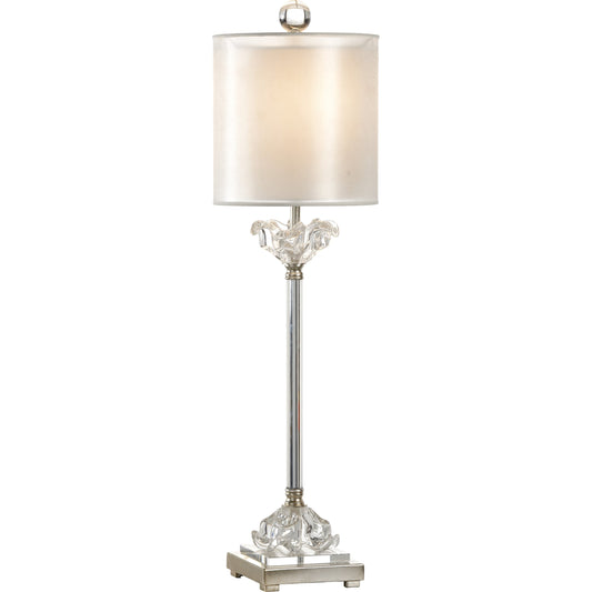 Celine Lamp by Wildwood in brushed nickel, clear. Made from crystal, glass in a transitional style.
