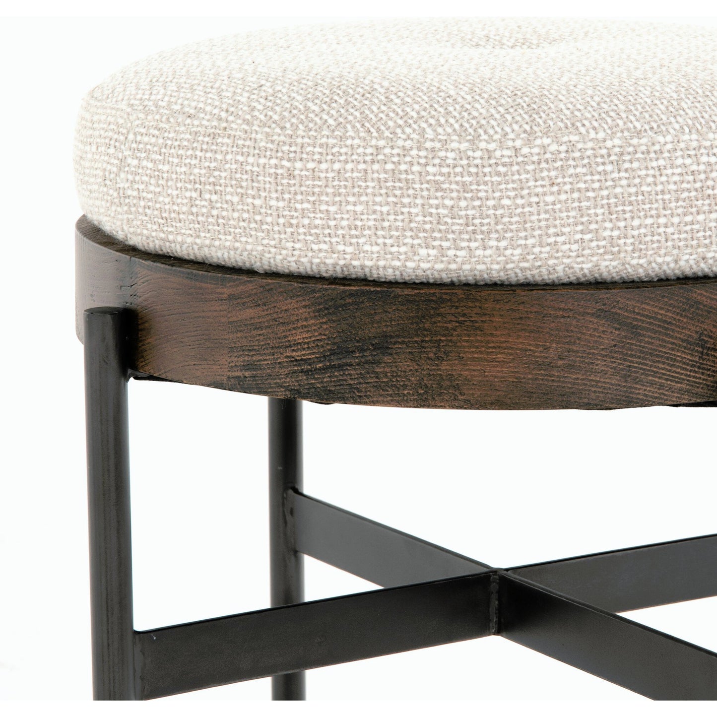 006 SI-1715131 | Additional Silo | Edwyn Accent Stool by Four Hands in gibson wheat, vintage sienna, gunmetal. Made from 97% polyester, 3% acrylic, solid beech, iron in a modern style.