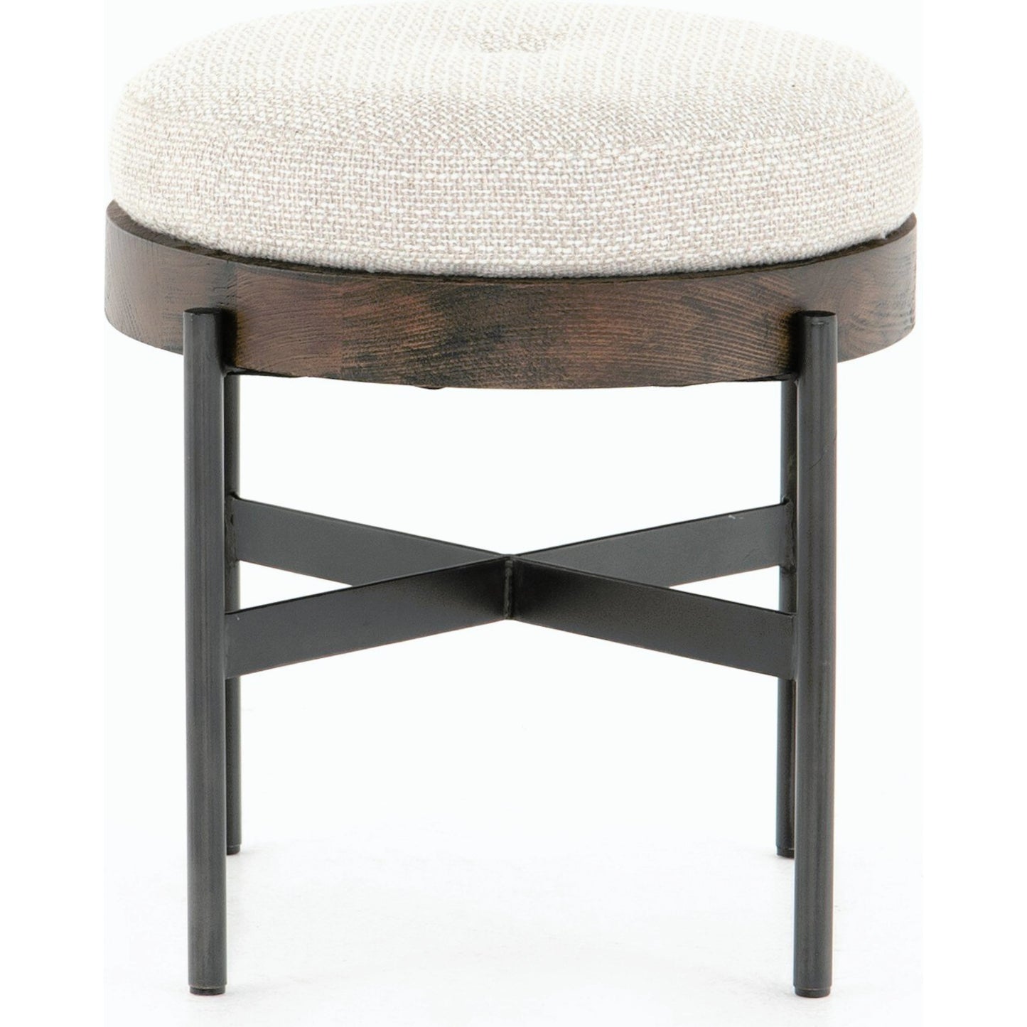 003 SI-1715131 | Additional Silo | Edwyn Accent Stool by Four Hands in gibson wheat, vintage sienna, gunmetal. Made from 97% polyester, 3% acrylic, solid beech, iron in a modern style.