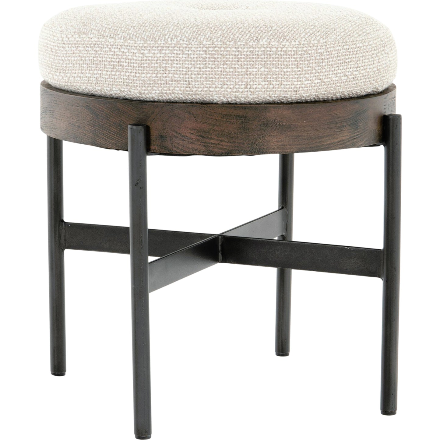 001 SI-1715131 | Additional Silo | Edwyn Accent Stool by Four Hands in gibson wheat, vintage sienna, gunmetal. Made from 97% polyester, 3% acrylic, solid beech, iron in a modern style.