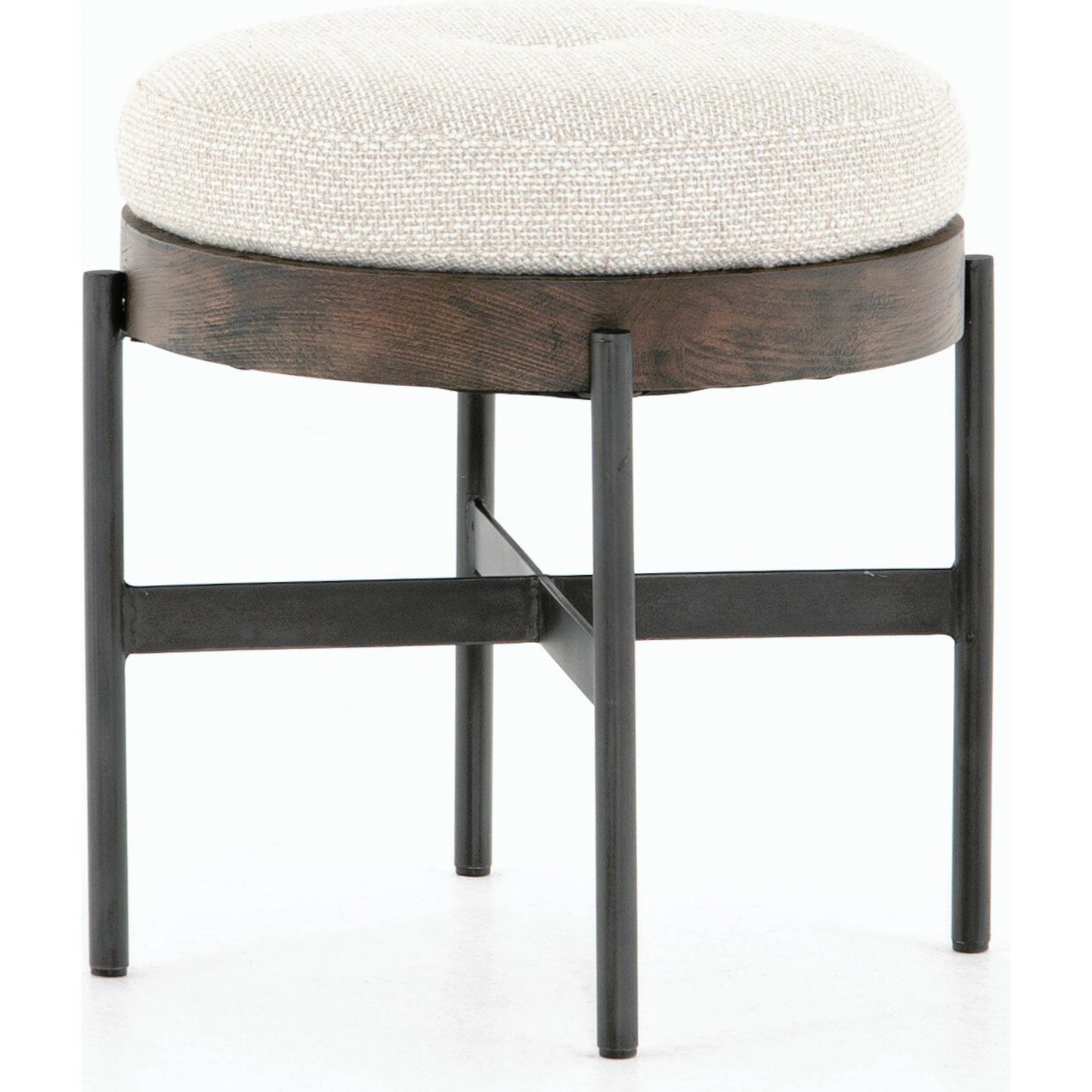 002 SI-1715131 | Additional Silo | Edwyn Accent Stool by Four Hands in gibson wheat, vintage sienna, gunmetal. Made from 97% polyester, 3% acrylic, solid beech, iron in a modern style.