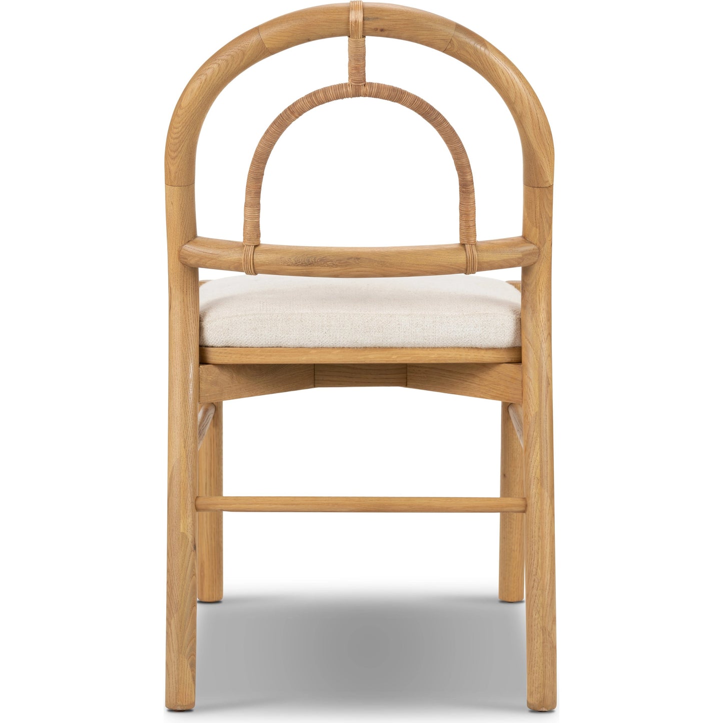 007 SI-1980612 | Additional Silo | Pace Dining Chair by Four Hands in natural cane, dover crescent and burnished oak. Made from 71% viscose (rayon), 17% polyester, 12% flax, linen, solid oak, cane in a coastal style.