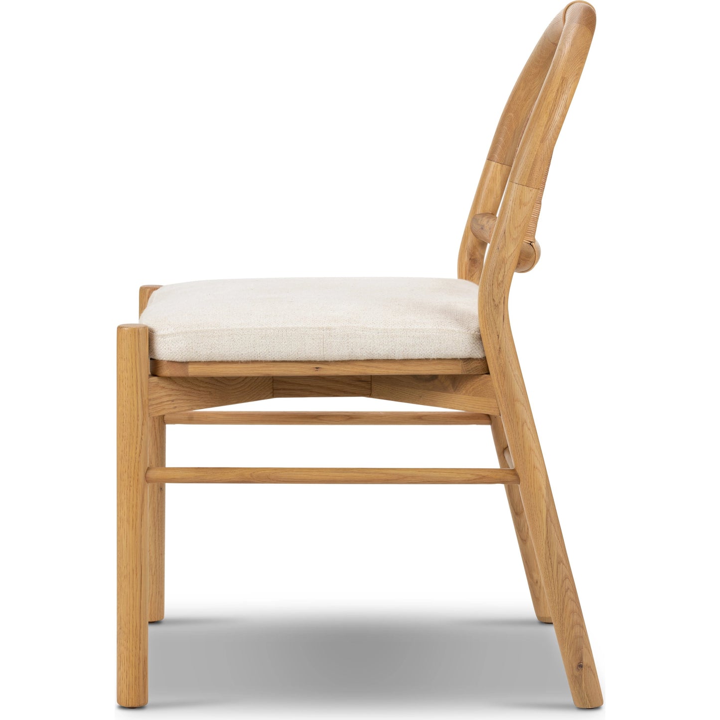 005 SI-1980612 | Additional Silo | Pace Dining Chair by Four Hands in natural cane, dover crescent and burnished oak. Made from 71% viscose (rayon), 17% polyester, 12% flax, linen, solid oak, cane in a coastal style.