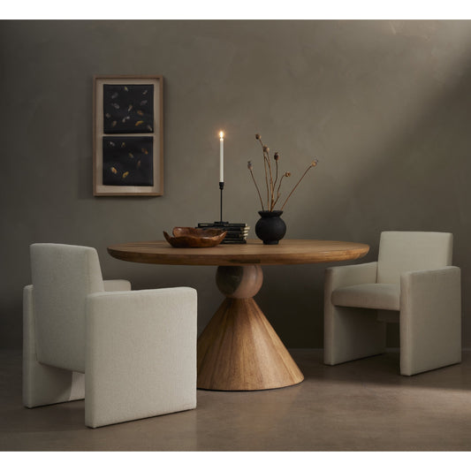 Bibianna Dining Table by Four Hands. Made from solid parawood, solid marble in a modern style.