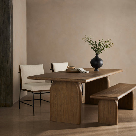 Sorrento Dining Table by Four Hands in aged drift mindi. Made from mindi solid in a eclectic & global style.