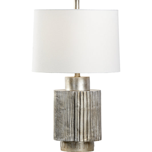 Adagio Lamp by Wildwood in antique silver leaf. Made from unique in a modern style.