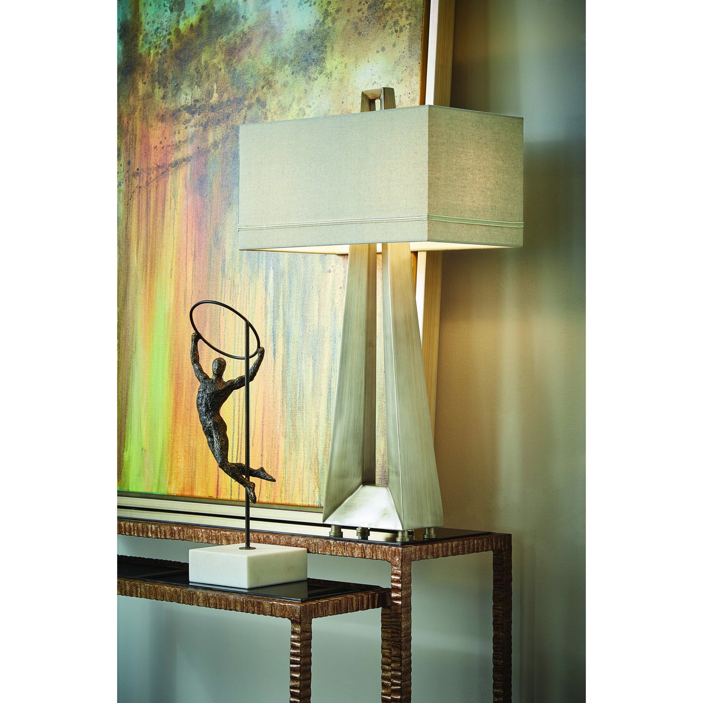 006 SR-386414 | Lifestyle | Skyway Lamp by Wildwood in antique silver. Made from composite in a modern style.