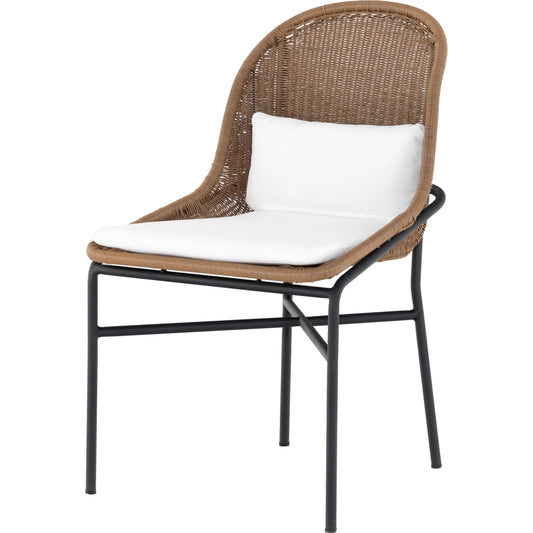 Jericho Outdoor Dining Chair by Four Hands in stinson white, natural fawn. Made from 100% olefin, iron, 100% polypropylene in a modern style.