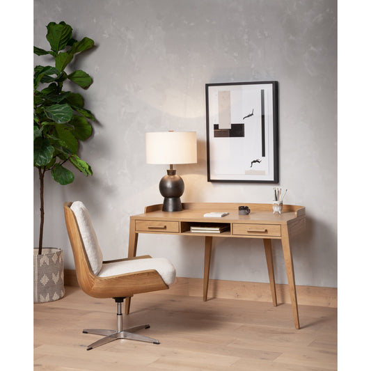 Armstrong Desk by Four Hands in burnished oak veneer, burnished oak and burnished oak. Made from oak veneer, solid oak in a modern style.