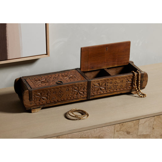 Found Carved Box by Four Hands in reclaimed natural. Made from solid mixed reclaimed wood in a eclectic & global style.