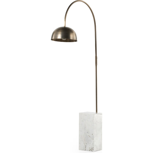 Jenkin Floor Lamp by Four Hands in white marble. Made from solid marble, iron in a transitional style.