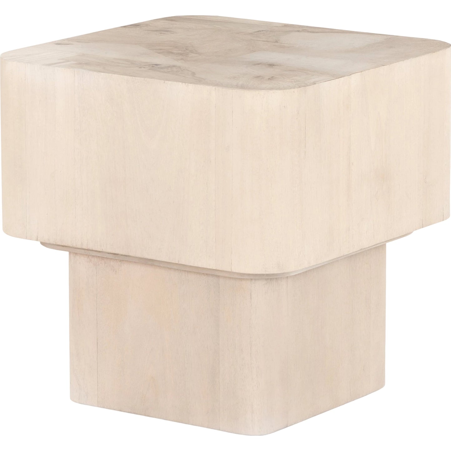 001 SI-1714475 | Primary Silo | Blanco End Table by Four Hands in bleached burl. Made from ash burl veneer, thick mahogany veneer in a modern style.