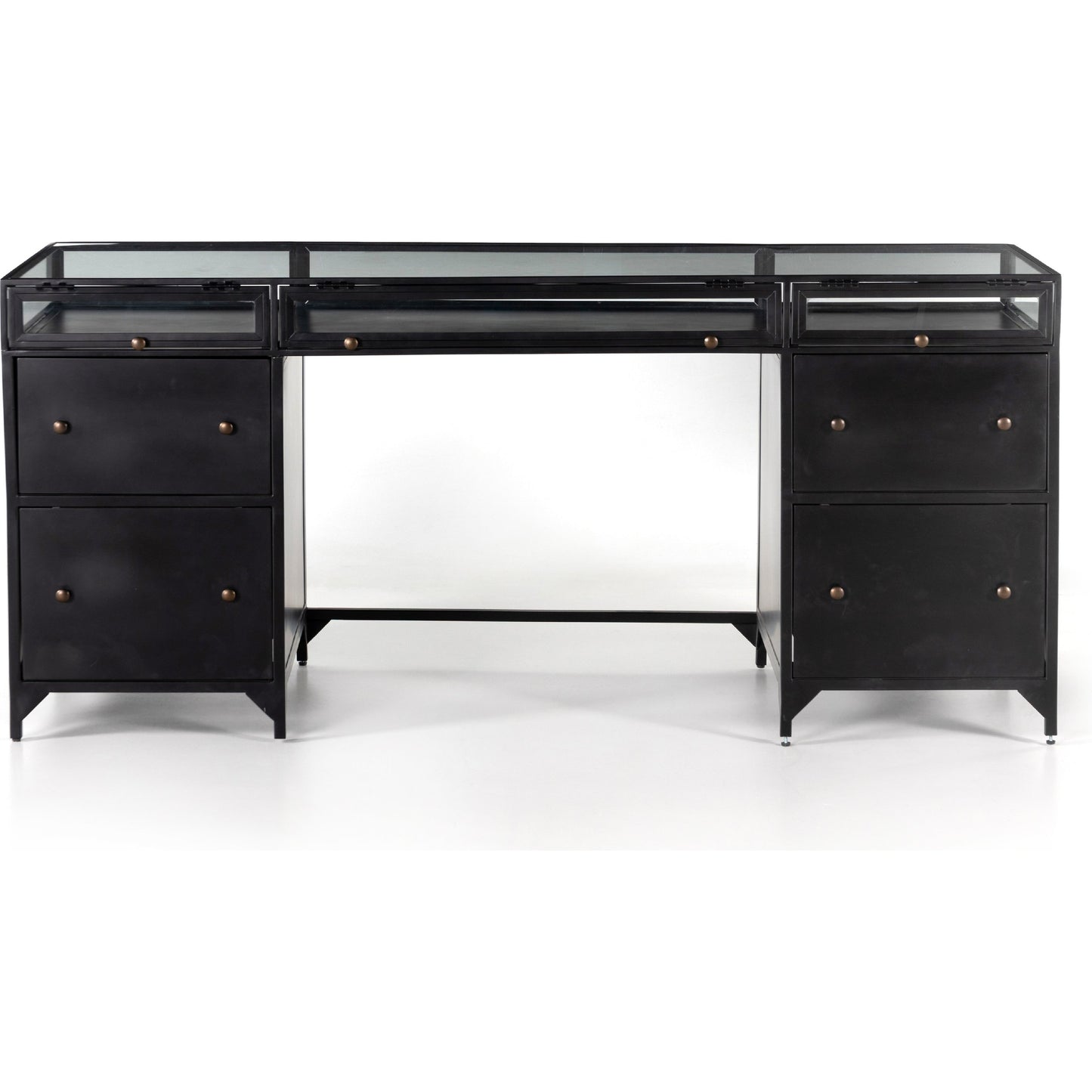 003 SI-1716661 | Additional Silo | Shadow Box Executive Desk by Four Hands in black. Made from iron in a modern style.