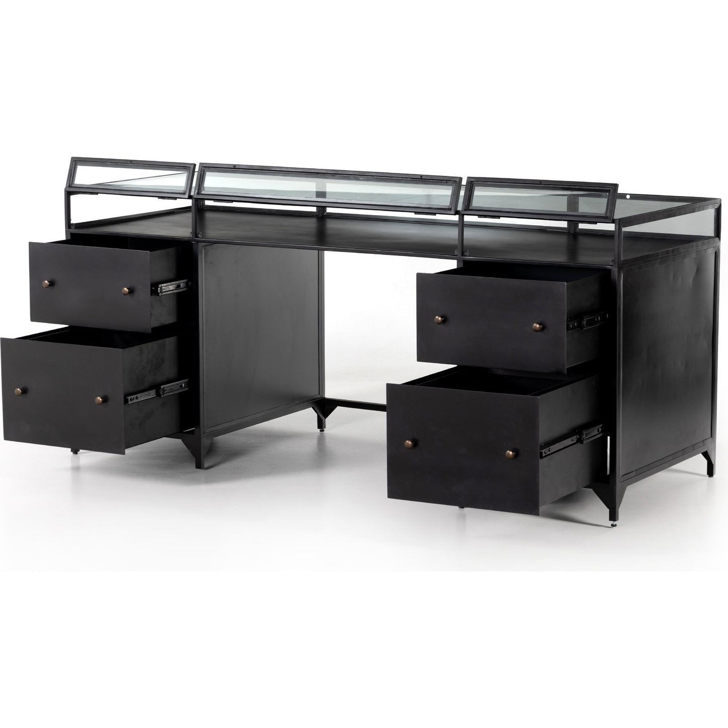 004 SI-1716661 | Additional Silo | Shadow Box Executive Desk by Four Hands in black. Made from iron in a modern style.