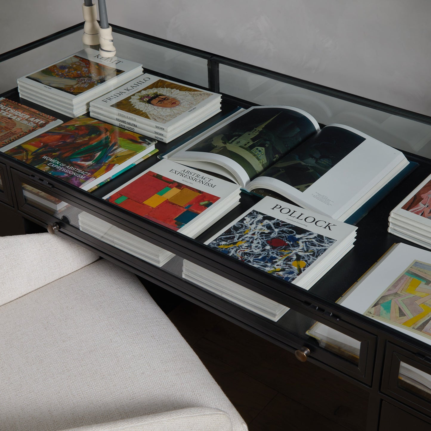 013 SI-1716661 | Lifestyle | Shadow Box Executive Desk by Four Hands in black. Made from iron in a modern style.