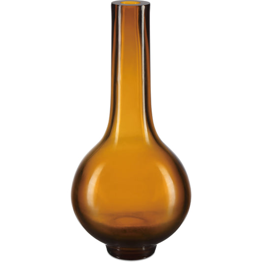 001 SI-2007759 | Primary Silo | Gold Peking Long Neck Vase by Currey and Company in amber. Made from glass in a modern style.