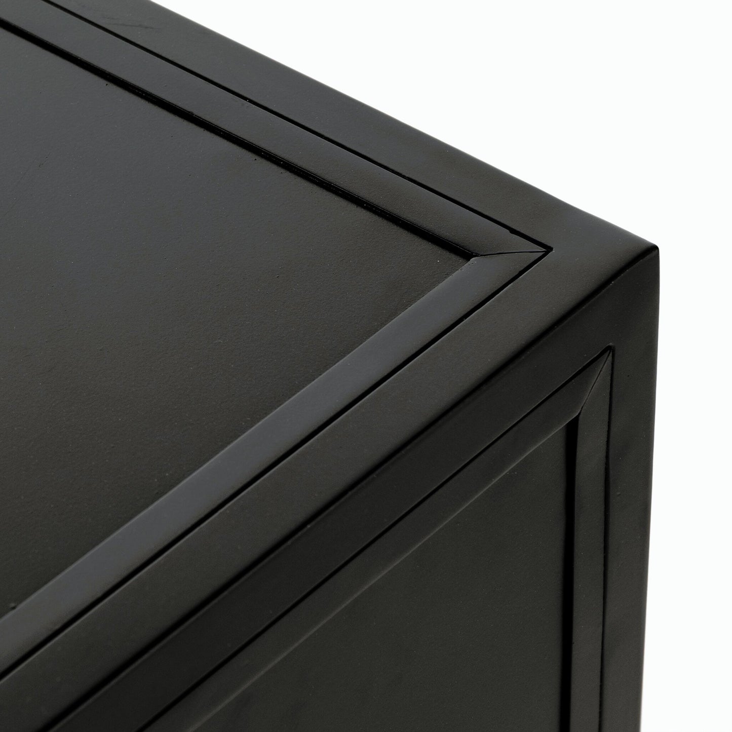 010 SI-2158064 | Closeup | Belmont Large Storage Nightstand by Four Hands in black, weathered bronze and black. Made from iron in a modern style.