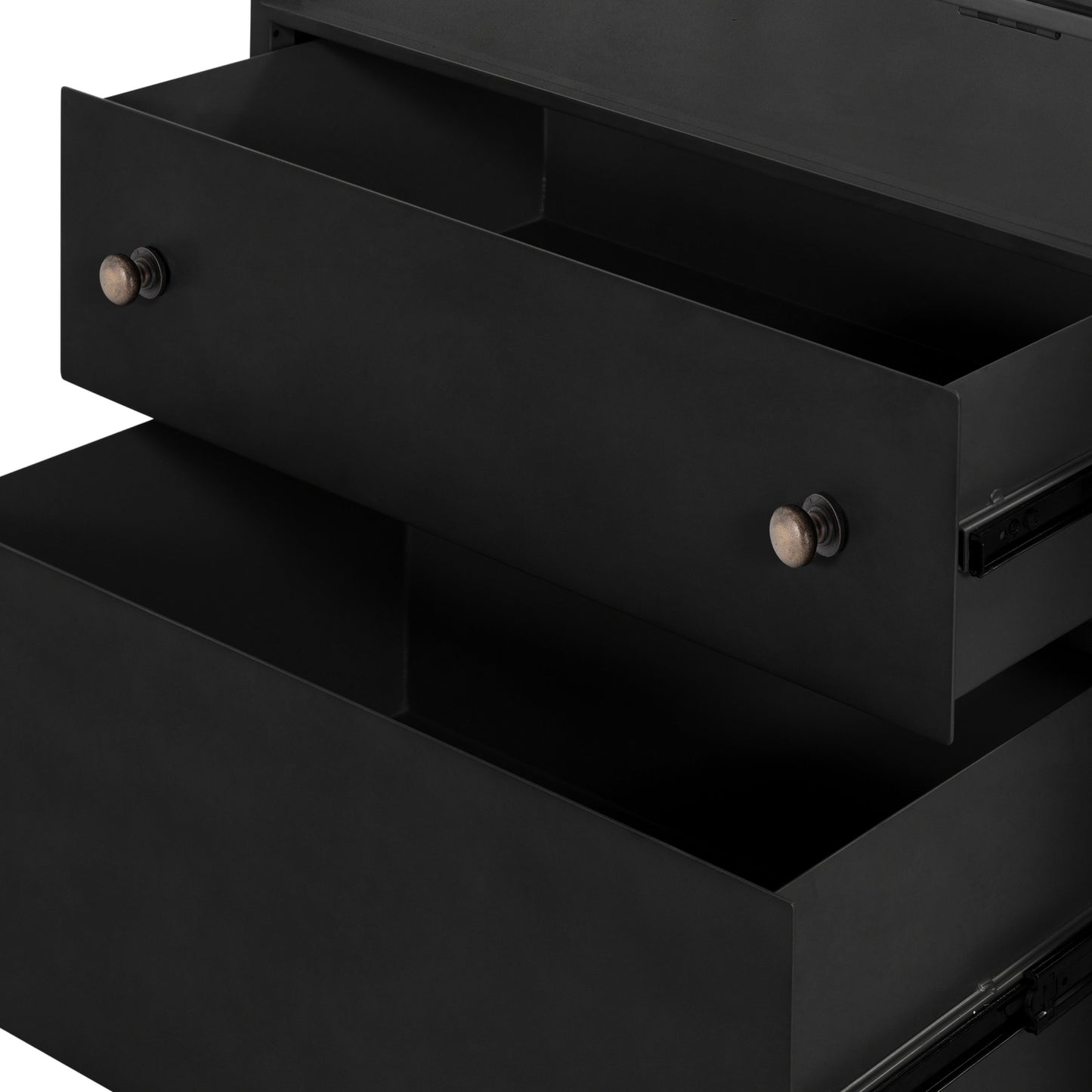 007 SI-1716666 | Additional Silo | Shadow Box Nightstand by Four Hands in black. Made from iron in a modern style.