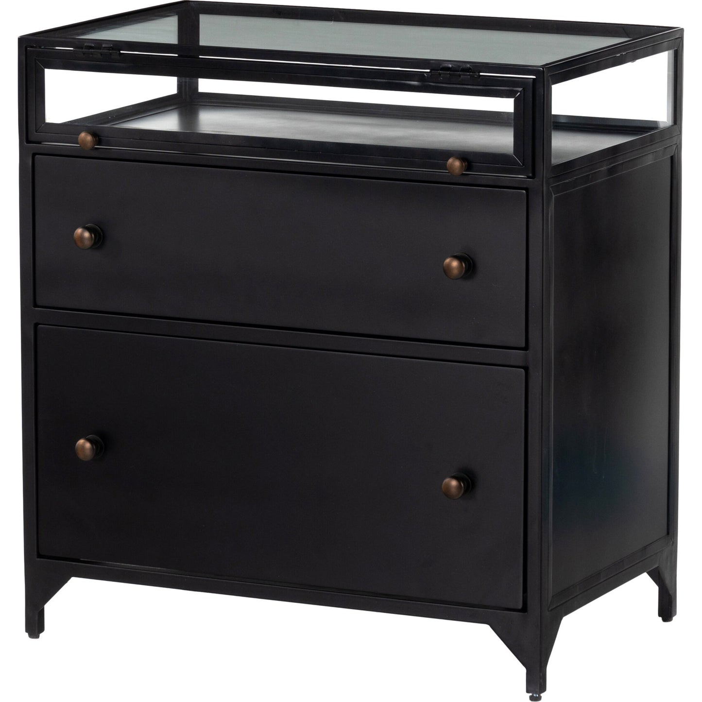 001 SI-1716666 | Additional Silo | Shadow Box Nightstand by Four Hands in black. Made from iron in a modern style.