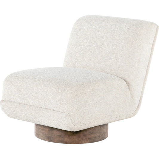 079 SI-1714606 | Primary Silo | Bronwyn Swivel Chair by Four Hands in knoll natural, distressed natural. Made from 95% polyester, 5% acrylic, solid parawood, 100% polyester in a eclectic & global style.