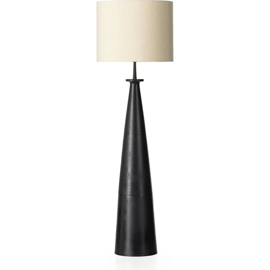 Innes Floor Lamp by Four Hands in matte black. Made from aluminum, 100% cotton in a modern style.