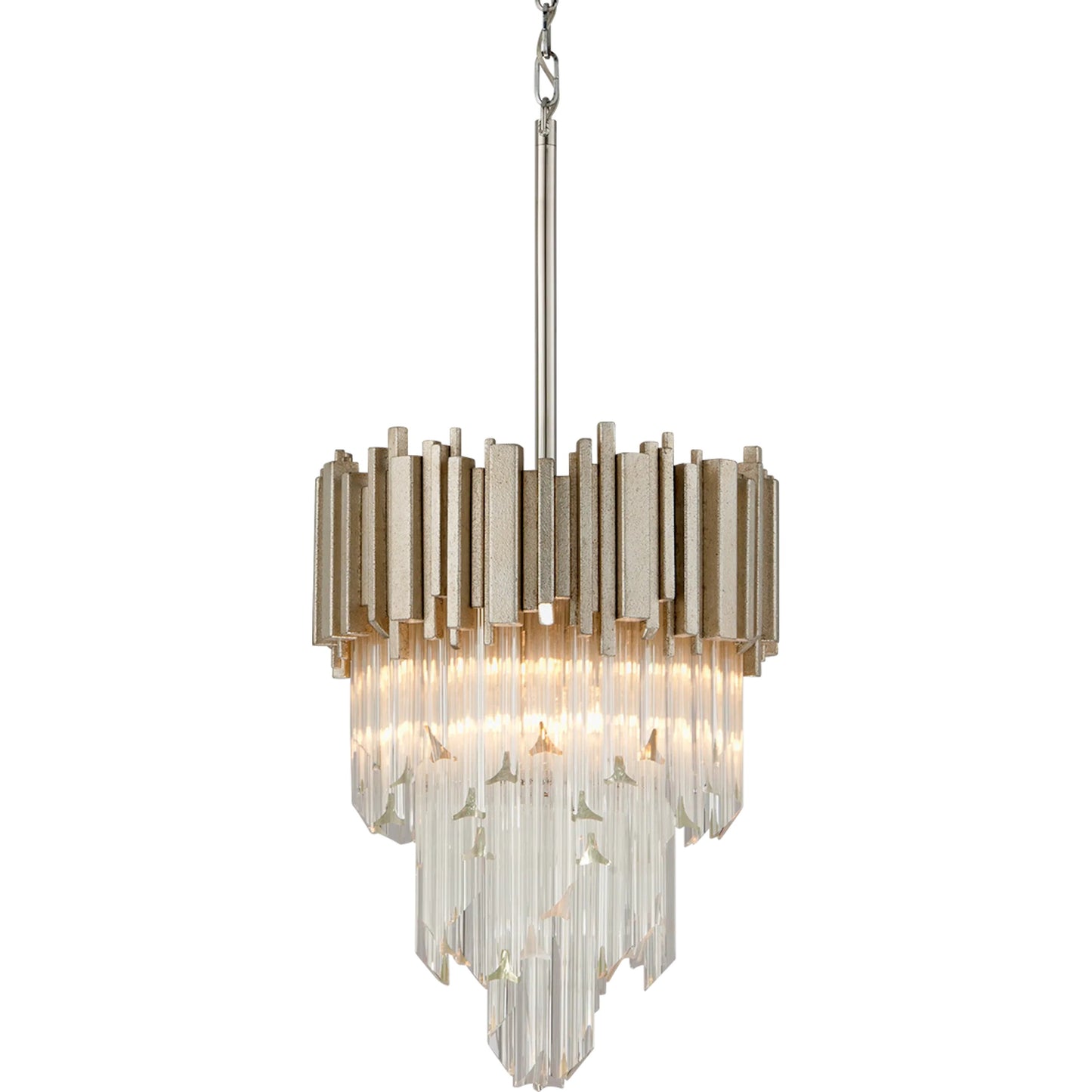 001 SI-2523816 | Primary Silo | Mystique Pendant by Corbett in warm silver leaf. Made from unique in a modern style.