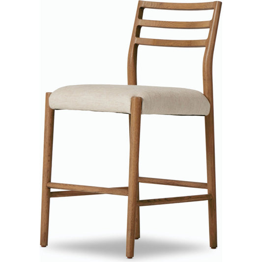 001 SI-2001362 | Primary Silo | Glenmore Counter Stool by Four Hands in essence natural. Made from 49% viscose (rayon), 22% flax, linen, 18% polyester, 11% cotton, solid oak, 100% polyurethane foam pad in a modern style.