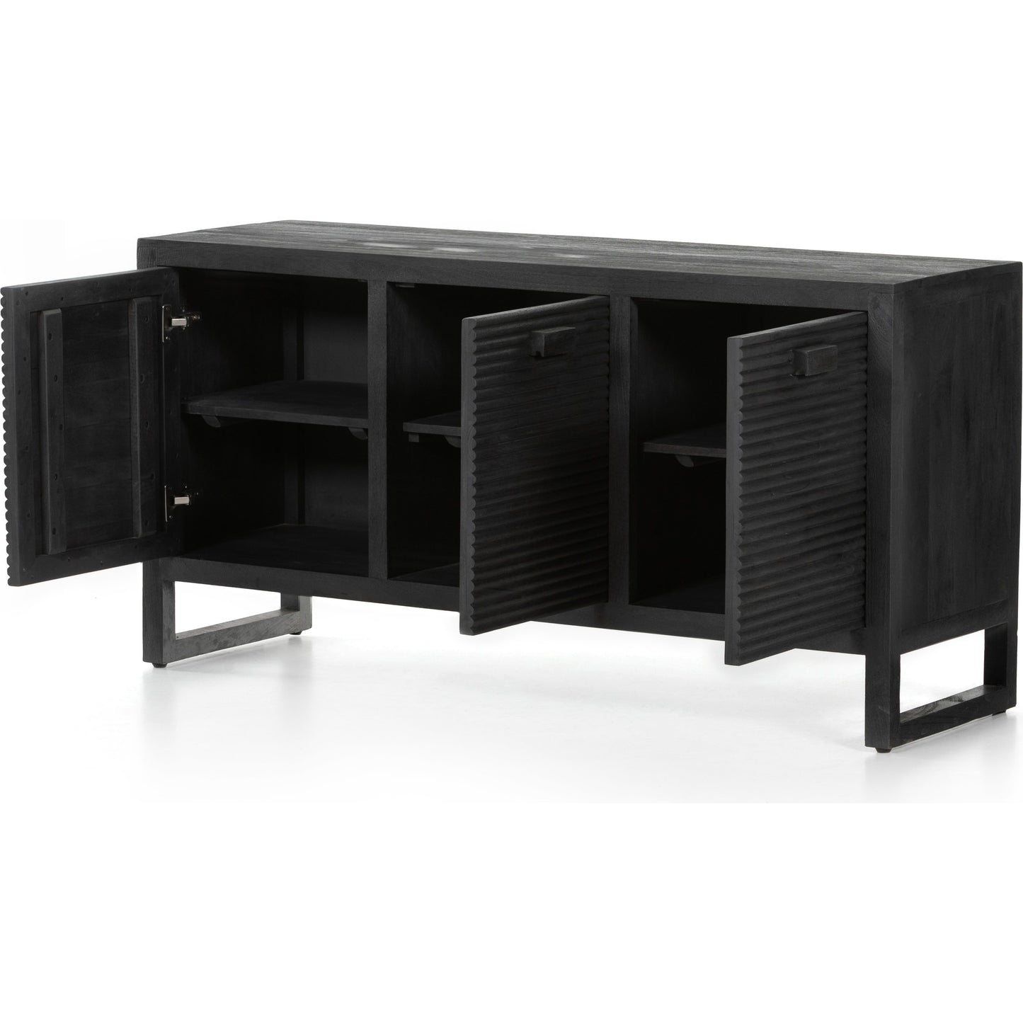004 SI-1798402 | Additional Silo | Lorne Media Console by Four Hands in dark reeded totem. Made from solid mango, solid mixed reclaimed wood in a modern style.