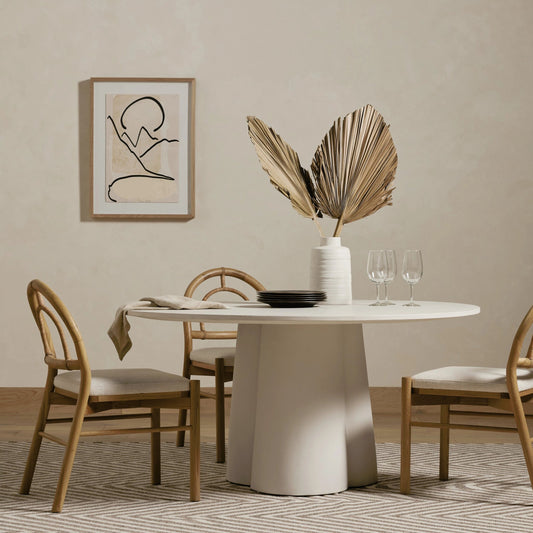 Granada Dining Table by Four Hands in white concrete. Made from concrete in a modern style.