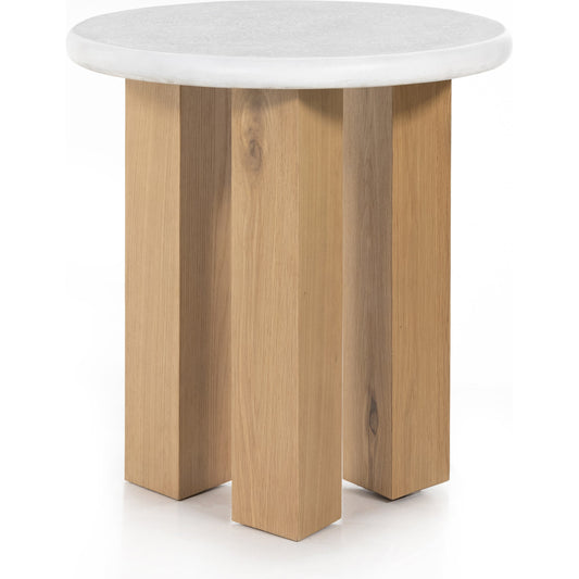 Odin Nightstand by Four Hands in light oak veneer, stucco white and light oak, stucco white. Made from faux concrete, oak veneer in a modern style.