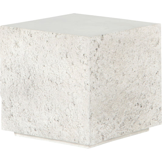 000 SI-1716337 | Primary Silo | Otero Outdoor Square End Table by Four Hands in blanc white, matte white. Made from concrete in a modern style.