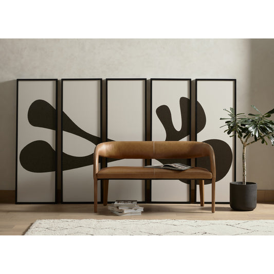 Hawkins Dining Bench by Four Hands in sonoma butterscotch. Made from top grain leather, poplar plywood, 100% polyester in a modern style.
