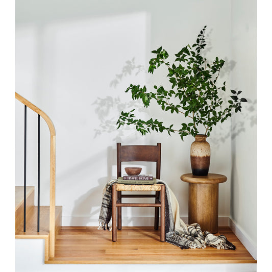 Zach End Table by Four Hands in burnished parawood. Made from solid parawood in a modern style.