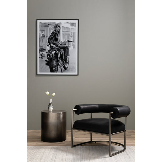 Françoise Hardy on Bike by Getty Images by Four Hands in black 2.5 maple, clear acrylic glazing. Made from american maple, acrylic glazing in a modern style.