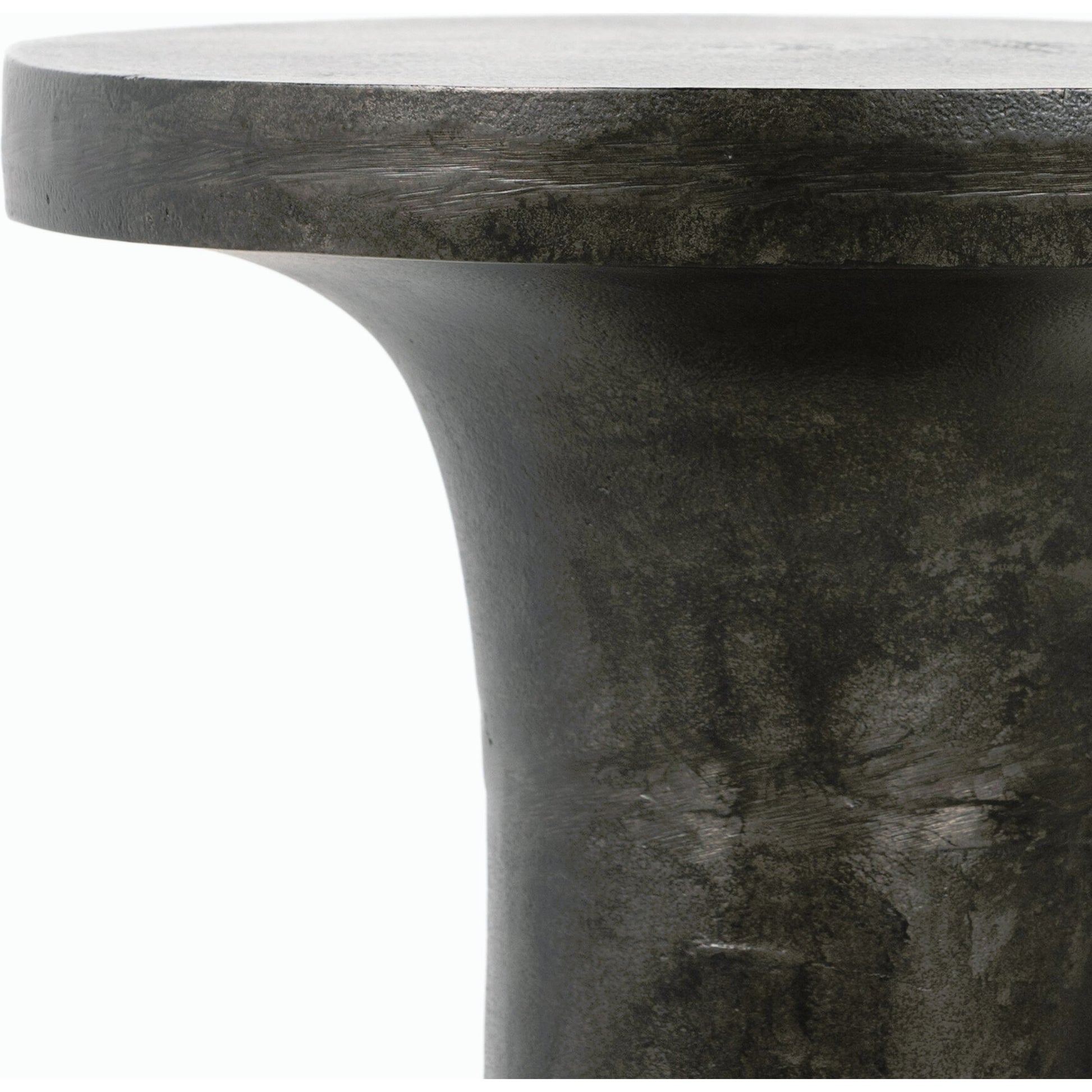 Gino End Table by Four Hands in raw black. Made from aluminum, engineered hardwood in a modern style.