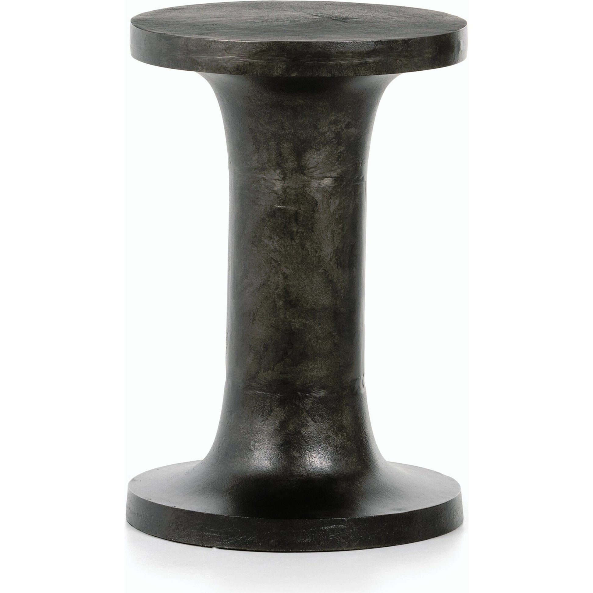 Gino End Table by Four Hands in raw black. Made from aluminum, engineered hardwood in a modern style.
