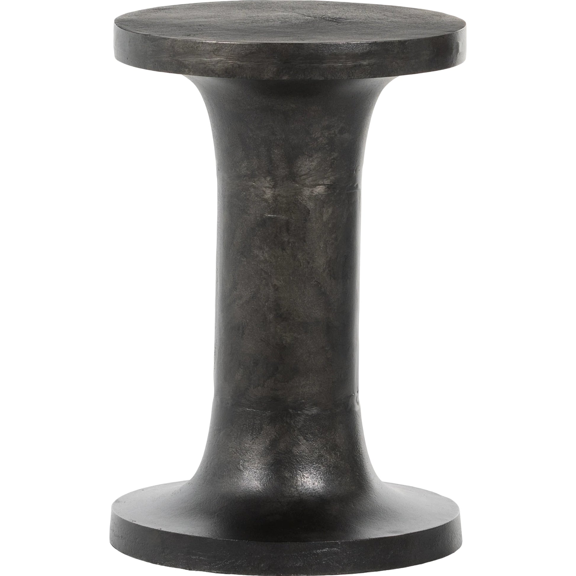Gino End Table by Four Hands in raw black. Made from aluminum, engineered hardwood in a modern style.