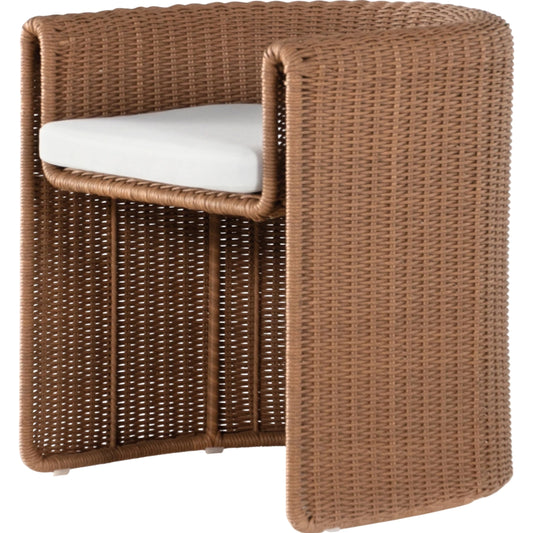 Tuscon Outdoor Dining Chair by Four Hands. Made from 100% olefin, 100% polyethylene, 90% polyurethane foam pad, 10% polyester fiber batting in a modern style.