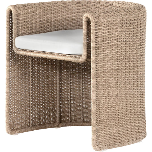 Tuscon Outdoor Dining Chair by Four Hands. Made from 100% olefin, 100% polyethylene, 90% polyurethane foam pad, 10% polyester fiber batting in a modern style.