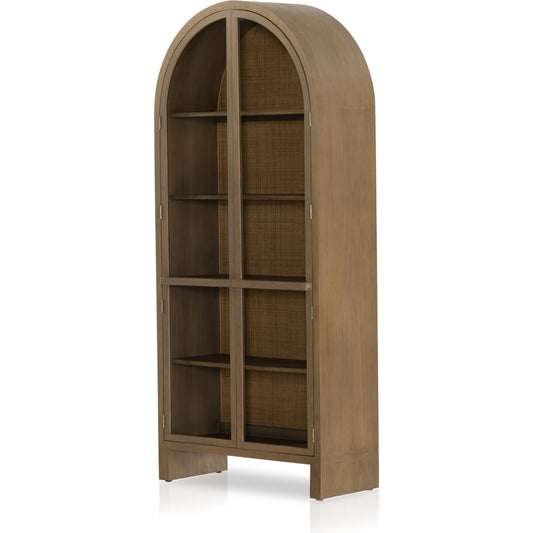 Ilana Cabinet by Four Hands in natural box weave cane, burnished mindi. Made from mindi solid in a modern style.