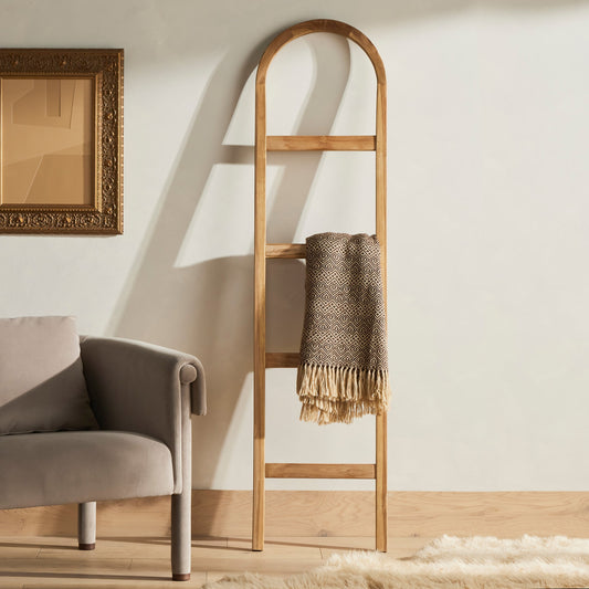 Arched Ladder by Four Hands in natural teak. Made from solid teak in a transitional style.