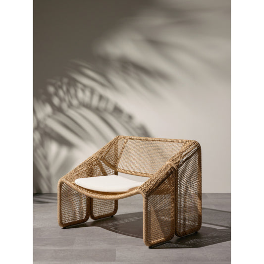Selma Outdoor Chair by Four Hands. Made from 100% olefin, 100% polyethylene, 91% polyurethane foam pad, 9% polyester fiber batting in a coastal style.