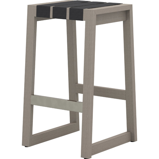 001 SI-1798255 | Primary Silo | Sonoma Outdoor Bar Stool by Four Hands in dark grey, weathered grey. Made from solid fsc® teak, 100% polypropylene in a modern style.