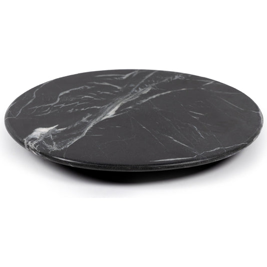 Marble Lazy Susan by Four Hands in dark kettle black, polished black marble and black marble. Made from iron, solid marble, engineered hardwood in a cottage & farmhouse style.