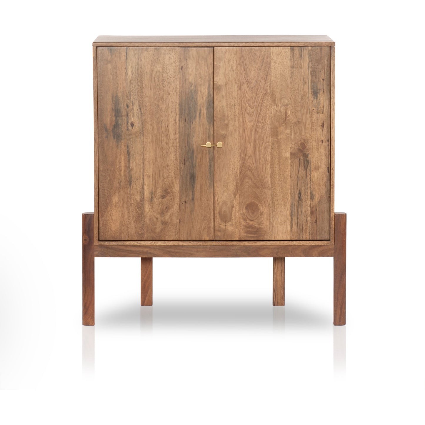 003 SI-1902166 | Additional Silo | Reza Bar Cabinet by Four Hands in smoked honey parawood. Made from solid parawood, brass, solid acacia in a transitional style.