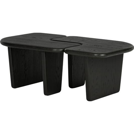 Kayin Bunching Coffee Tables (Set of 2) by Four Hands in brushed black. Made from solid oak in a modern style.